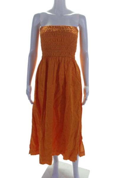 Faithfull The Brand Womens Textured Sleeveless Flowy Maxi Dress Orange Size 10