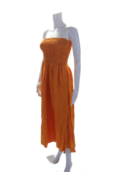 Faithfull The Brand Womens Textured Sleeveless Flowy Maxi Dress Orange Size 10