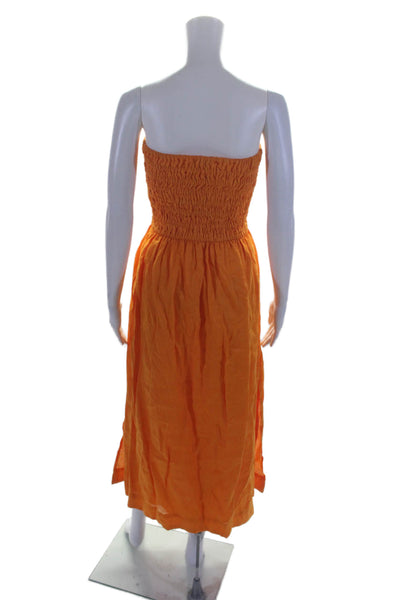 Faithfull The Brand Womens Textured Sleeveless Flowy Maxi Dress Orange Size 10