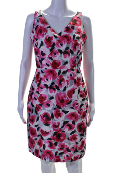 Kate Spade Womens Sleeveless V-neck Floral Printed A-line Dress Pink Size 6