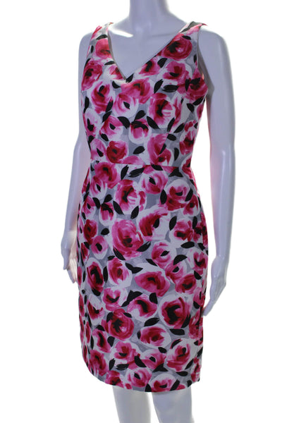 Kate Spade Womens Sleeveless V-neck Floral Printed A-line Dress Pink Size 6