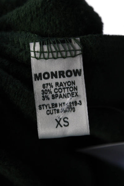 Monrow Womens Long Sleeves Crew Neck Sweatshirt Green Cotton Size Extra Small