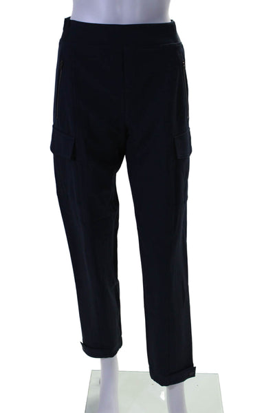 Athleta Womens Pull On Zip Up High Rise Slim Leg Trousers Navy Blue Size 2