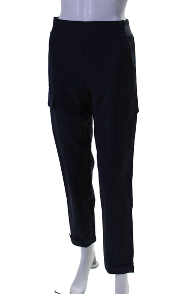 Athleta Womens Pull On Zip Up High Rise Slim Leg Trousers Navy Blue Size 2