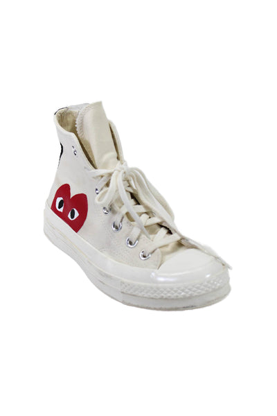 Converse x Play Comme des Garcons Mens Graphic High-Top Sneakers Cream Size 7