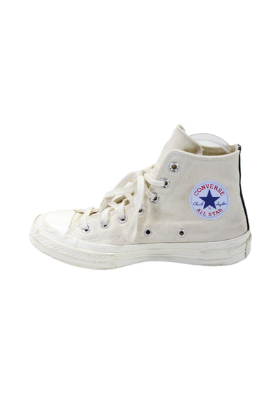 Converse x Play Comme des Garcons Mens Graphic High-Top Sneakers Cream Size 7