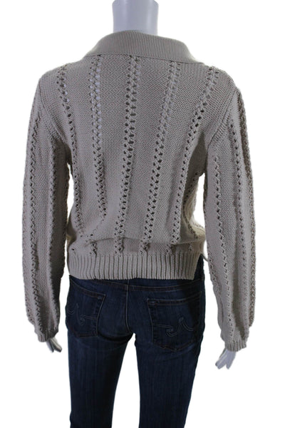 Jonathan Simkhai Womens Crew Neck Sweater Beige Cotton Size Extra Small