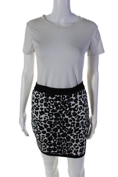 ALC Womens Wool Elastic Waist Animal Print Fitted Skirt Black Size M