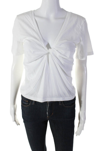 Derek Lam 10 Crosby Womens Cotton White Twist Front V-Neck Blouse Top Size S