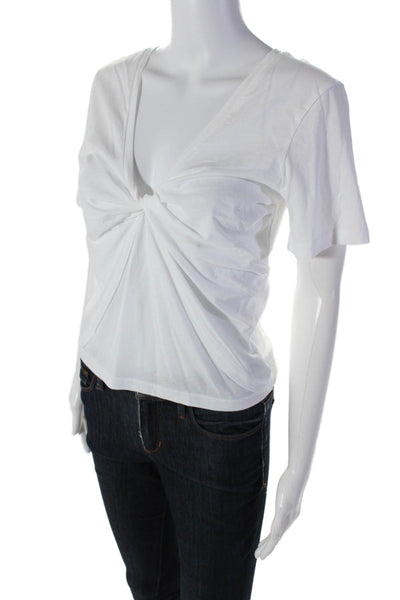 Derek Lam 10 Crosby Womens Cotton White Twist Front V-Neck Blouse Top Size S