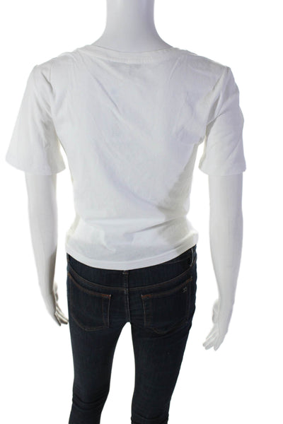 Derek Lam 10 Crosby Womens Cotton White Twist Front V-Neck Blouse Top Size S