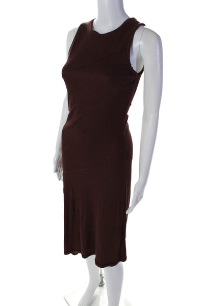 Bordeaux Womens Sleeveless Bodycon Ribbed Knit Fitted Dress Brown Size XS