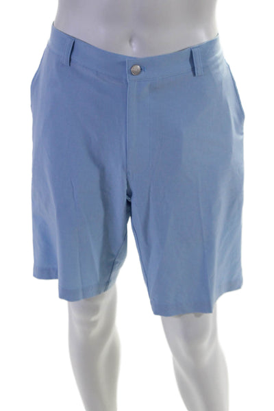 Peter Millar Mens Zip Up Flat Front Light Weight Shorts Sky Blue Size 35