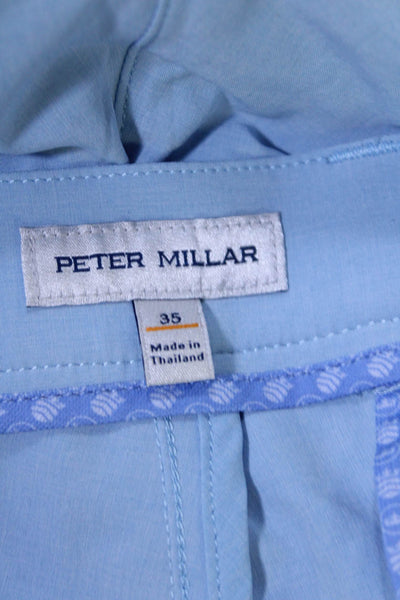 Peter Millar Mens Zip Up Flat Front Light Weight Shorts Sky Blue Size 35