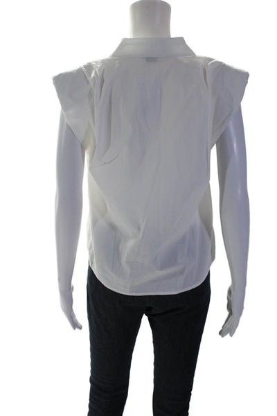 St. Roche Womens Cotton White Sleeveless Button Down Padded Shirt Size XS