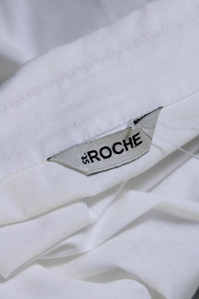 St. Roche Womens Cotton White Sleeveless Button Down Padded Shirt Size XS