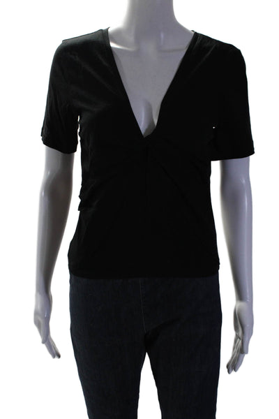 Derek Lam 10 Crosby Womens Black Twist Front Short Sleeve Blouse Top Size S