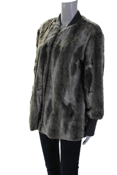 Splendid Womens Textured Long Sleeve Full Zip Sherpa Jacket Gray Size M