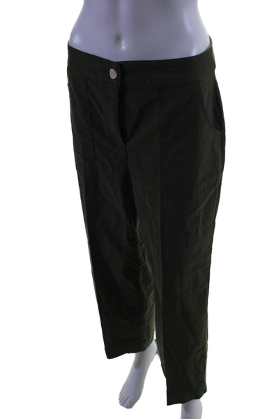 Nicole Miller Womens Textured Lined Zip Button Wide Leg Cargo Pants Green Size 6