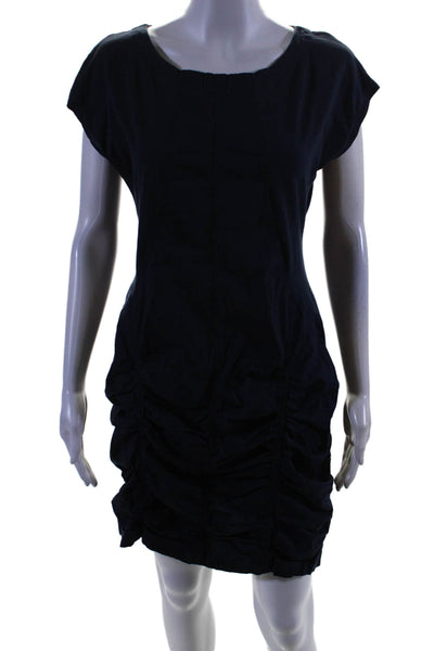 Wearables Womens Cotton Short Sleeve Lined Ruched Fitted Short Dress Navy Size M