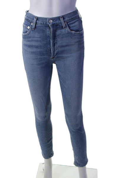 Agolde Womens Cotton Button Zip Skinny Leg Denim Jeans Blue Size EUR 24