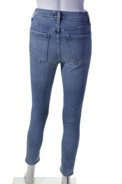 Agolde Womens Cotton Button Zip Skinny Leg Denim Jeans Blue Size EUR 24