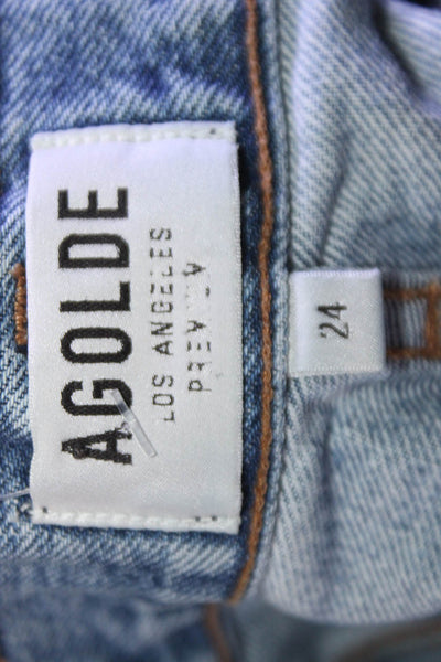 Agolde Womens Cotton Zip Button Light Wash Denim Jeans Blue Size EUR 24