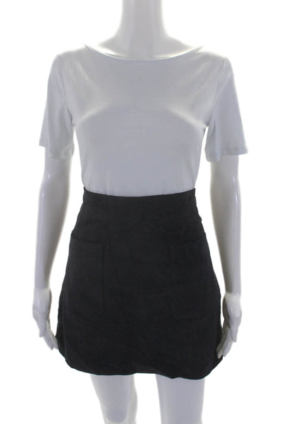 Bagatelle Womens Leather Front Pocketed Back Zipped Skirt Black Size S