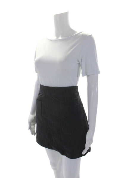 Bagatelle Womens Leather Front Pocketed Back Zipped Skirt Black Size S