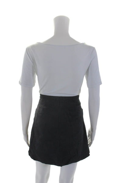 Bagatelle Womens Leather Front Pocketed Back Zipped Skirt Black Size S