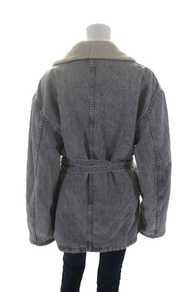 Over Lover Womens Cotton Lined Layered Open Front Denim Jacket Gray Size S