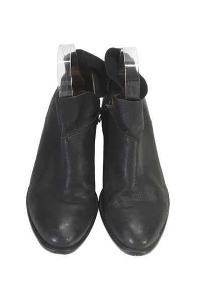 Seychelles Womens Leather Textured Lined Close Toe Slip On Booties Black Size 7.