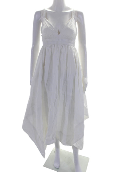 ALC Women's Deep V-Neck Spaghetti Straps Asymmetrical Hem Max Dress White Size 6