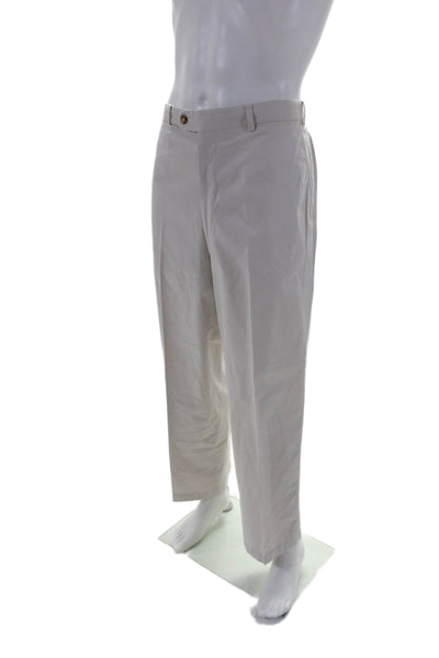 Hiltl Sports Mens Zip Up Creased Straight Leg Khaki Pants Beige Size EUR 56