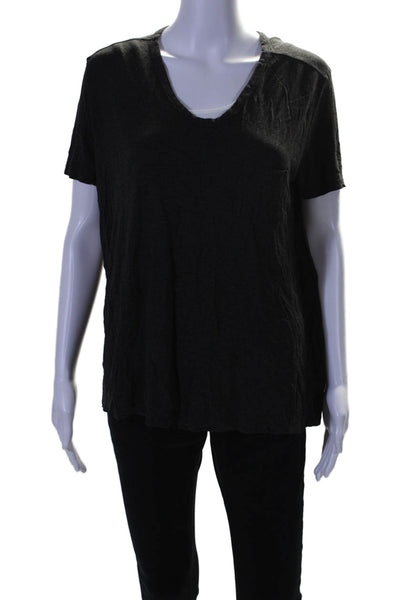 Alexander Wang Womens Short Sleeve Round Neck Pullover Dark Grey Size M