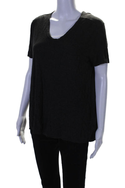 Alexander Wang Womens Short Sleeve Round Neck Pullover Dark Grey Size M