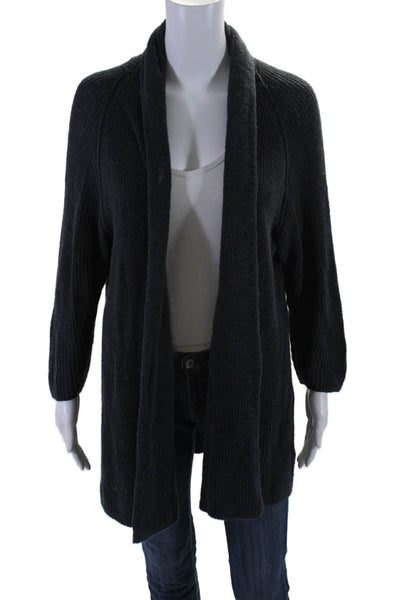 James Perse Women's Long Sleeves Open Front Cardigan Sweater Navy Blue Size 1