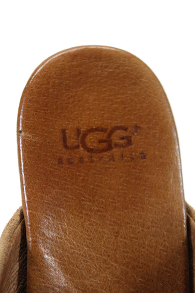 UGG Australia Womens Suede Slide On Abbie Clog Mule Heels Tan Brown Size 9