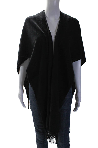 Joie Womens Textured Sleeveless Fringe Drape Over Shall Cardigan Black OS