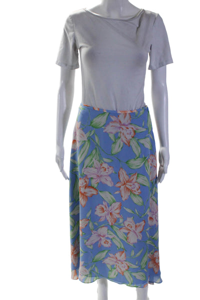 Lauren Ralph Lauren Womens Silk Floral Patterned A Lined Skirt Blue Size 10