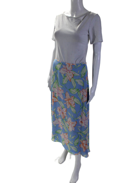 Lauren Ralph Lauren Womens Silk Floral Patterned A Lined Skirt Blue Size 10