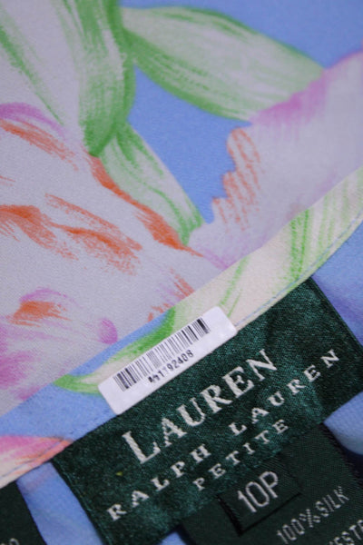 Lauren Ralph Lauren Womens Silk Floral Patterned A Lined Skirt Blue Size 10