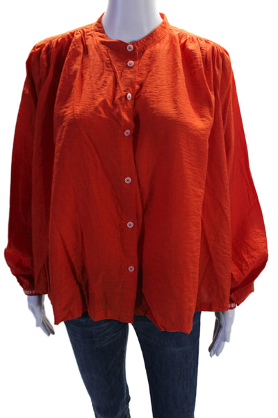 Scotch & Soda Amsterdam Womens Round Neck Button Up Blouse Top Red Size M