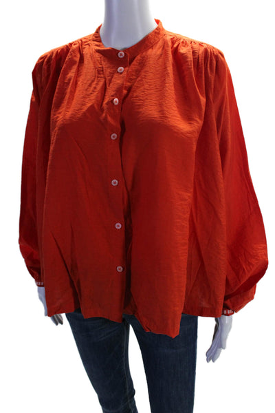 Scotch & Soda Amsterdam Womens Round Neck Button Up Blouse Top Red Size M