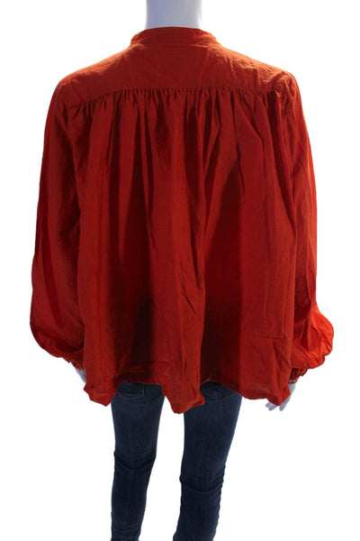 Scotch & Soda Amsterdam Womens Round Neck Button Up Blouse Top Red Size M