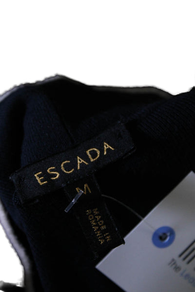 Escada Womens Knit Striped 3/4 Sleeve Wrap Cardigan Sweater Navy Size M