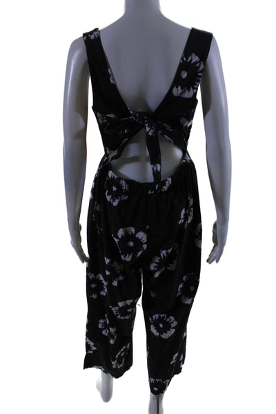 Busayo Collective Womens Floral Tie Back Jumpsuit Purple Size 4 16006820