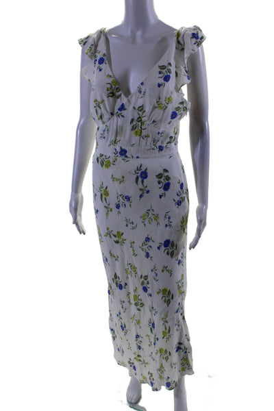 Jason Wu Collective Womens Floral Ruffle Midi Dress White Size 4 15996934