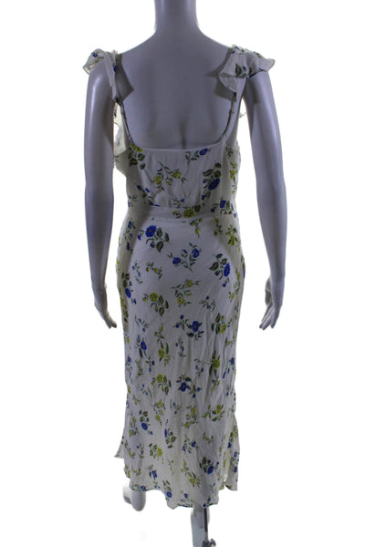 Jason Wu Collective Womens Floral Ruffle Midi Dress White Size 4 15996934