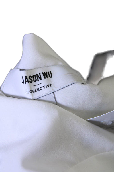 Jason Wu Collective Womens Floral Ruffle Midi Dress White Size 4 15996934